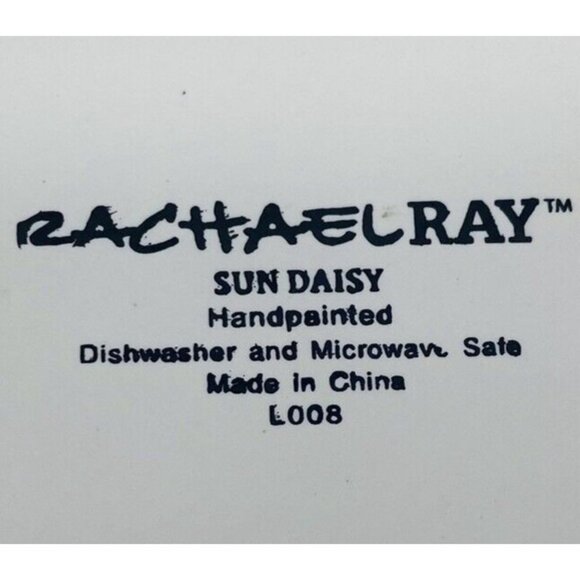 Rachael Ray SUN DAISY L008 Handpainted Blue Lines Stoneware Dinner Plate Set 4 - Picture 10 of 16